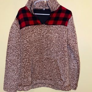 buffalo plaid sherpa pullover